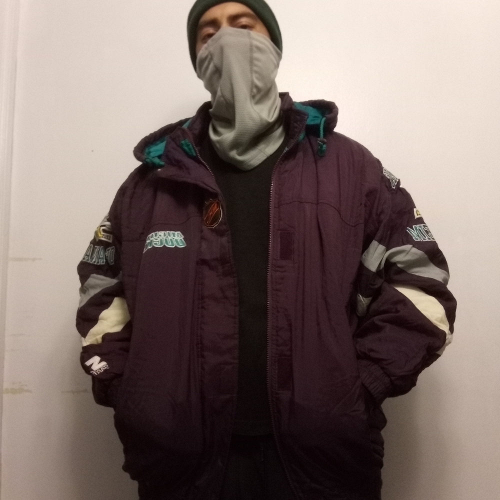 STARTER Anaheim Mighty Ducks Men's Dark Purple Puffer Jacket